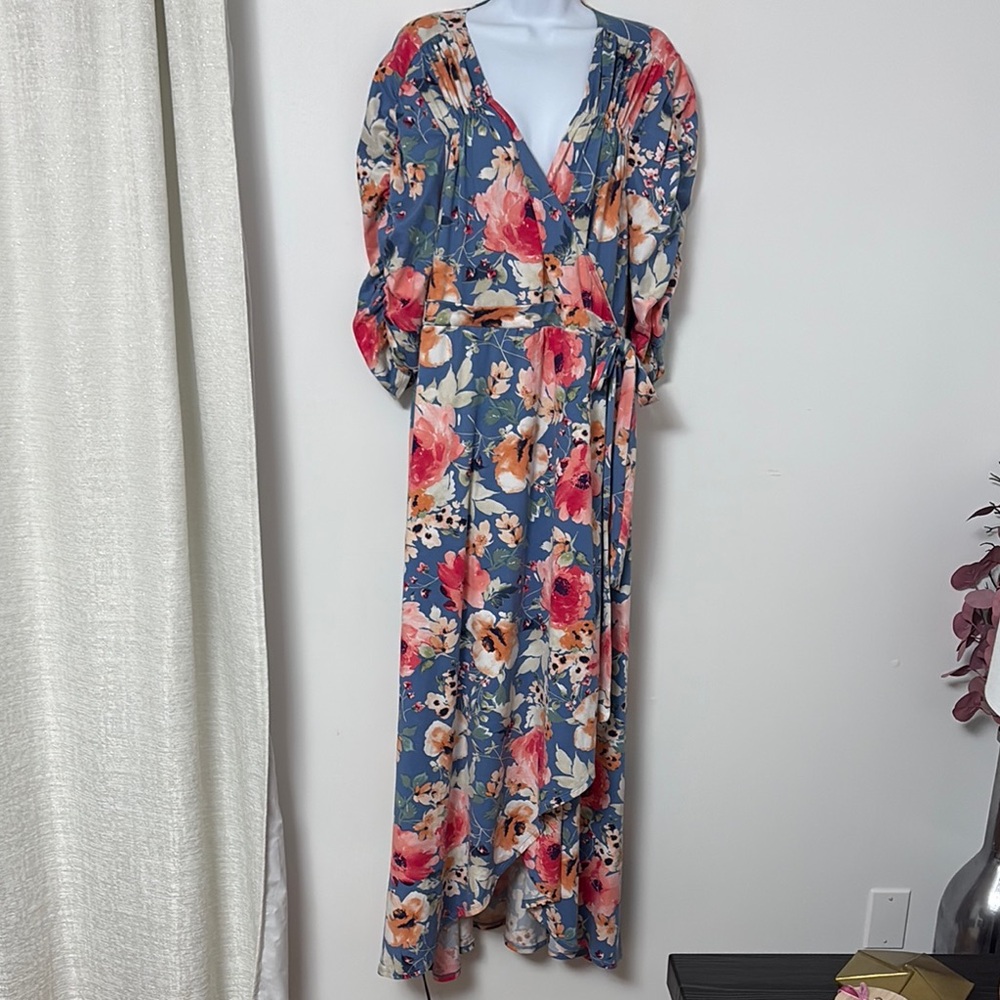 Kiyonna Floral Wrap Maxi Dress